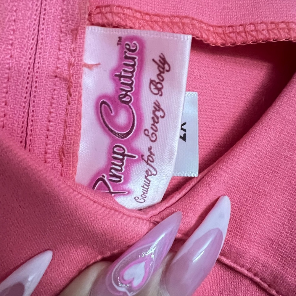Pin up Couture Pink Midi Dress with Collar - Picture 3 of 3